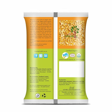 Sampurn Organic Chana Dal, 100% Bengal Gram Split Pure Yellow Lentil 800 gms (2 Pack of 400g Each)