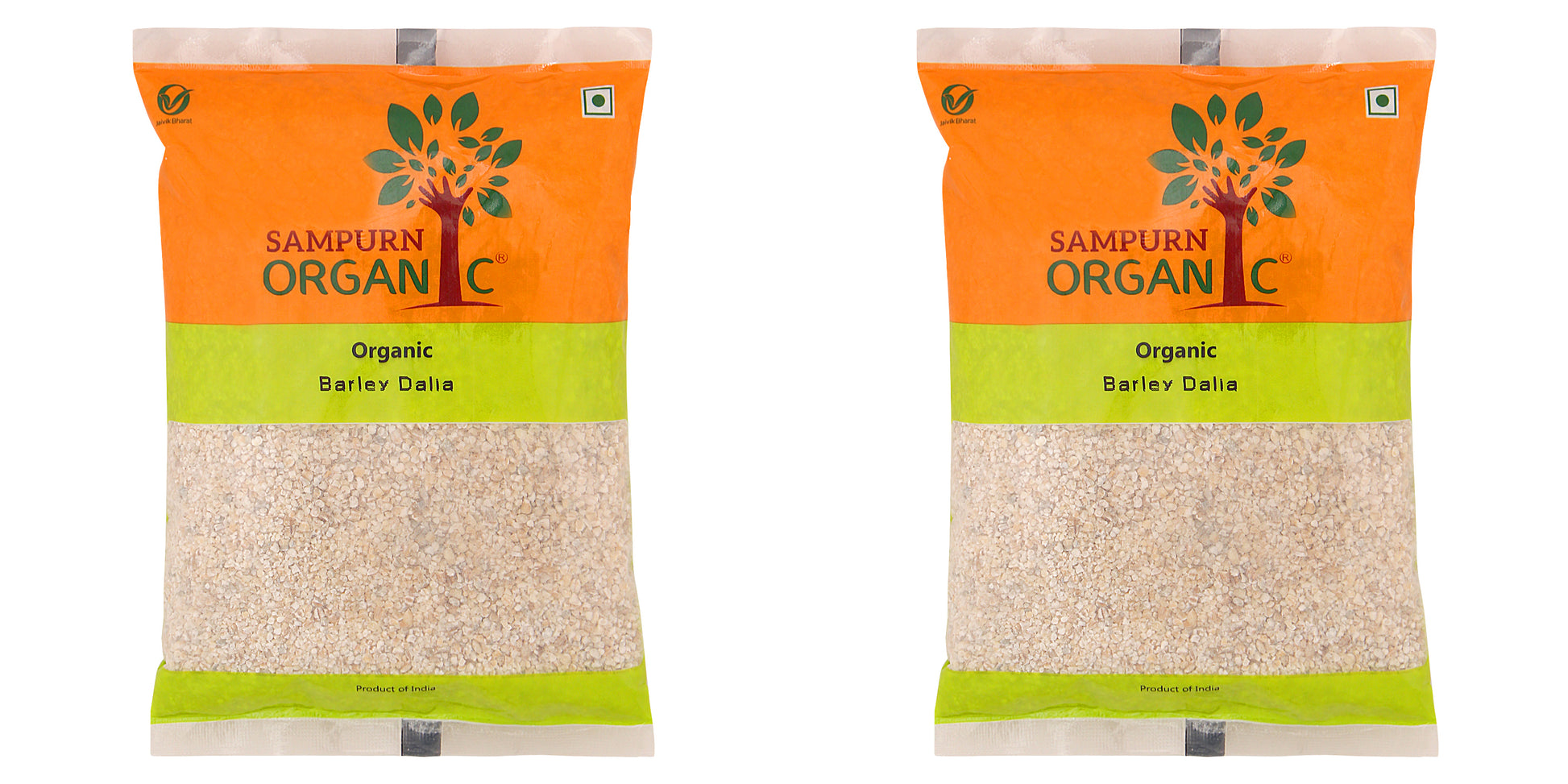 Sampurn organic barley dalia 500g combo pack 2 kg whole grain pearled barle natural barely daliya bulgur jwar bajra bareley flakes seeds dhalia dhaliya rava green grocery feed