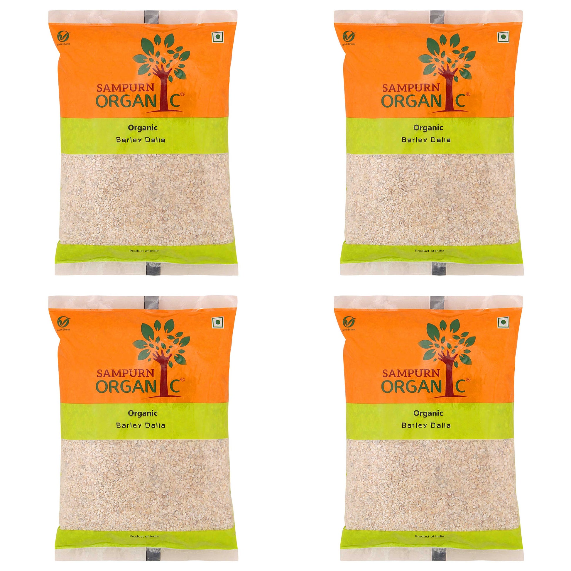 Sampurn organic barley dalia 500g combo pack 2 kg whole grain pearled barle natural barely daliya bulgur jwar bajra bareley flakes seeds dhalia dhaliya rava green grocery feed