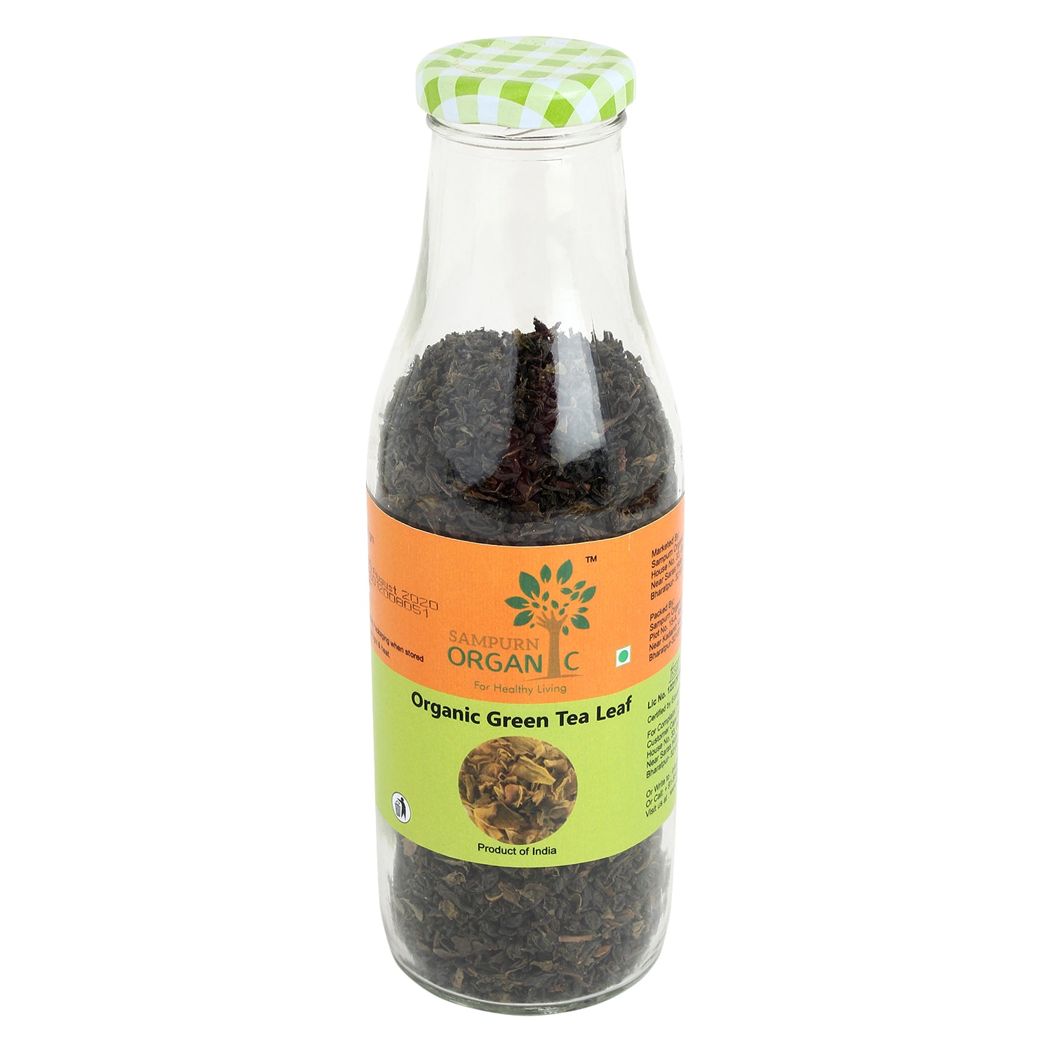 Sampurn organic green tea darjeeling darjiling salimhills garden green tea leaves 200g and 1 kg for weight loss fast daily detox loose powder leaf caffeine free morning gerrn tea Tulsi ginger India