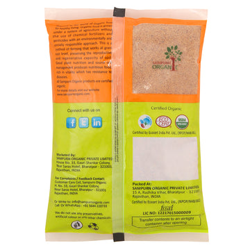 Sampurn organic jaggery powder for babies 500 gm fresh sugar suger grocery natural pure jaggary jaggry jagerry powered gur whole shakkar combo pack of 1 kg .  .Sampurn Organic Jaggery powder is made from evaporated organic sugar cane juice and it does not contain any chemical, calcium lime is added which is permitted .