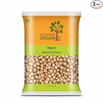Sampurn Organic Kabuli Chana, White Channa, Chick Peas, Chhole, 800gms (2 Pack of 400gms)