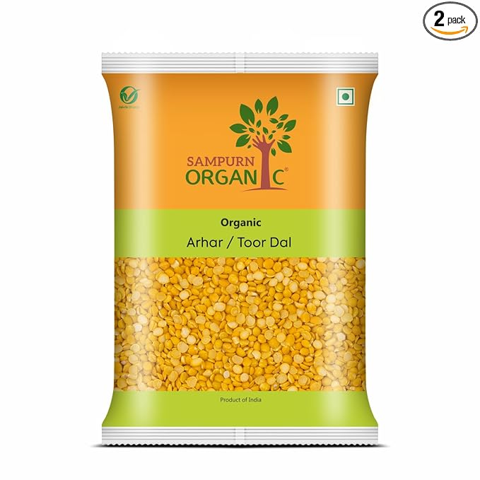 Sampurn Organic Toor Dal, Arhar Dal, Tur Dal 800 gms (2 Pack of 400 Gms Each)