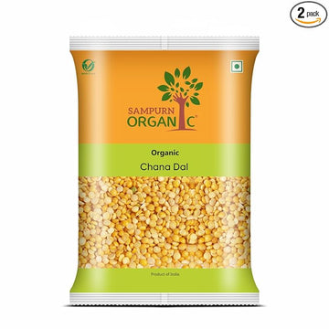 Sampurn Organic Chana Dal, 100% Bengal Gram Split Pure Yellow Lentil 800 gms (2 Pack of 400g Each)
