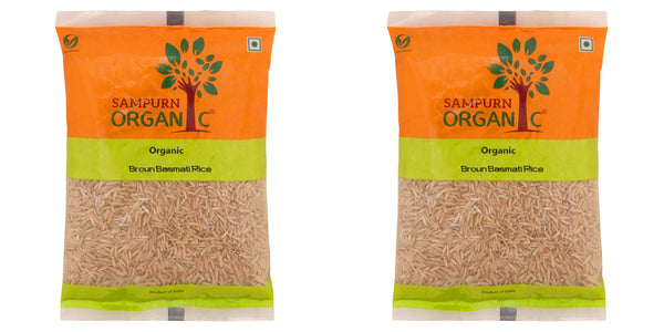 Sampurn Organic basmati brown rice 500 g combo pack for daily use basamati raice best quality chawal extra long grain for biryani good taste and healthy nutrition ogranic