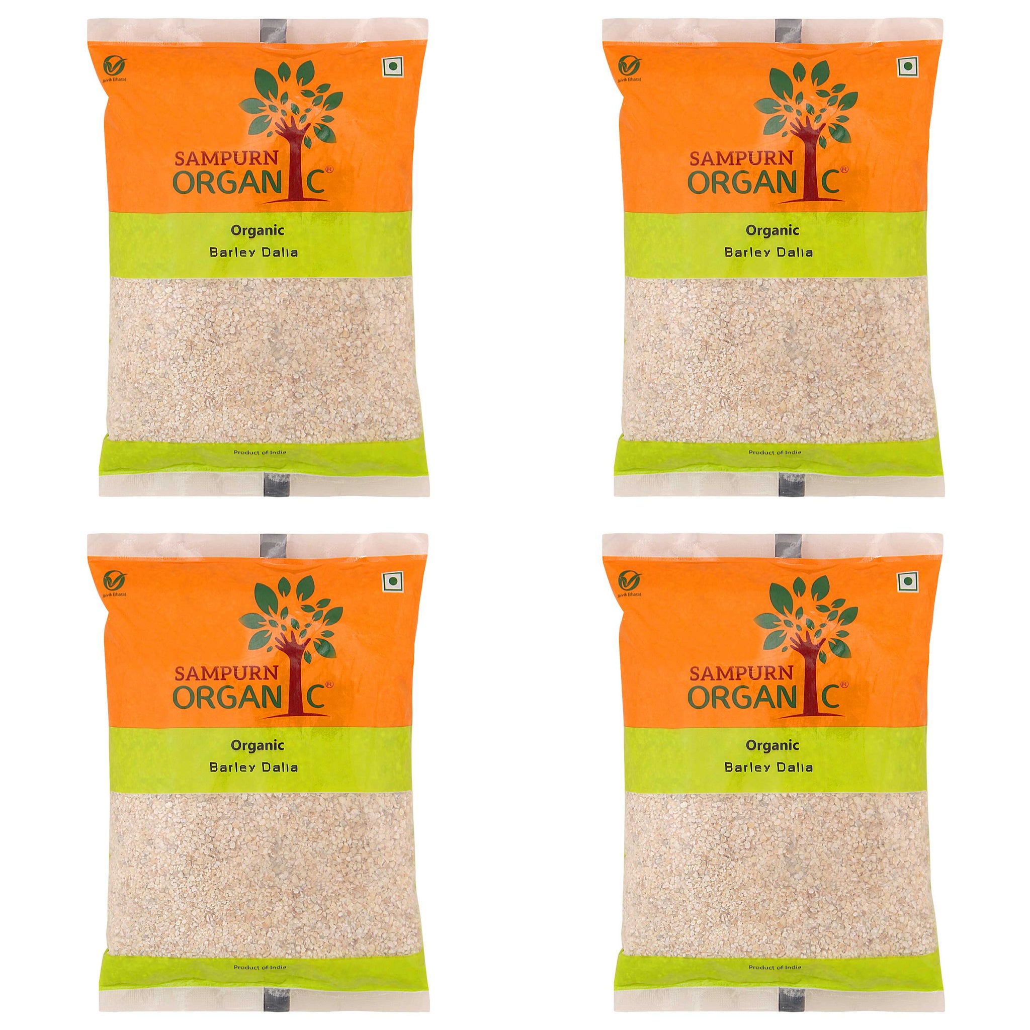 Sampurn organic barley dalia 500g combo pack 2 kg whole grain pearled barle natural barely daliya bulgur jwar bajra bareley flakes seeds dhalia dhaliya rava green grocery feed