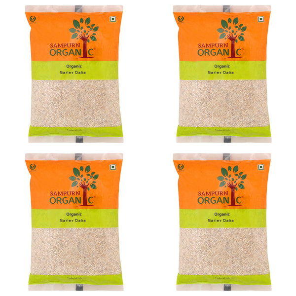 Sampurn organic barley dalia 500g combo pack 2 kg whole grain pearled barle natural barely daliya bulgur jwar bajra bareley flakes seeds dhalia dhaliya rava green grocery feed